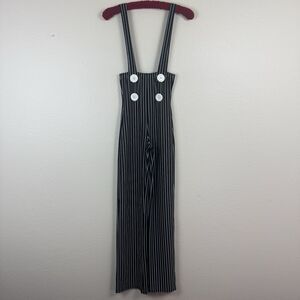 Women’s Halloween Costume Gangsta Mama Mobster Pinstripe Suspender Pants S/M